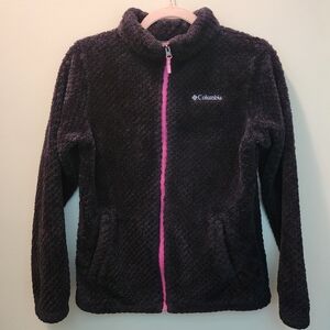 Kid's Columbia Black Fleece Jacket with Pink Zipper